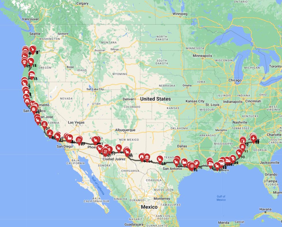 Portland to Atlanta RV excursion route planner